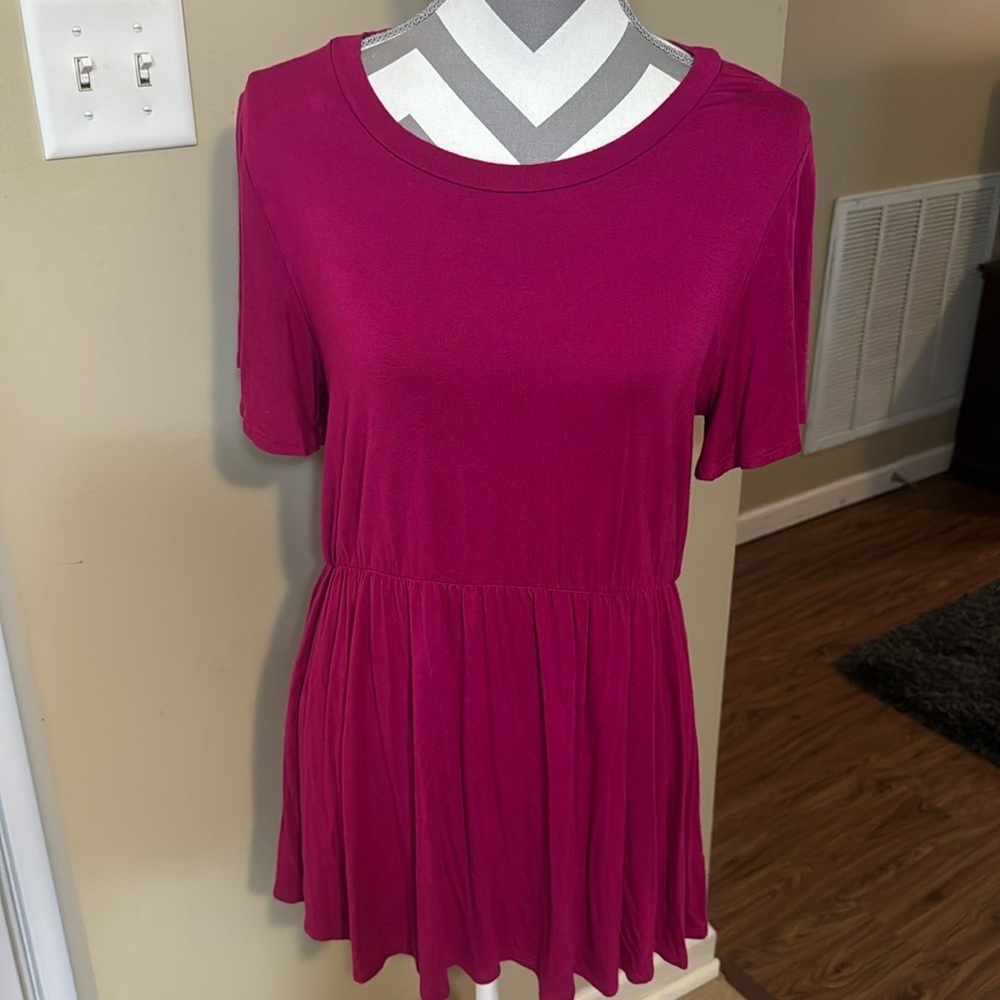 Pink Perfect Peach Peplum Style Top - Size Large